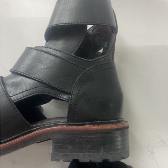 Boho RAG & BONE Boot Ankle Moto Booties Sandals Leather Black Red Maroon Size 8 - Picture 6 of 6